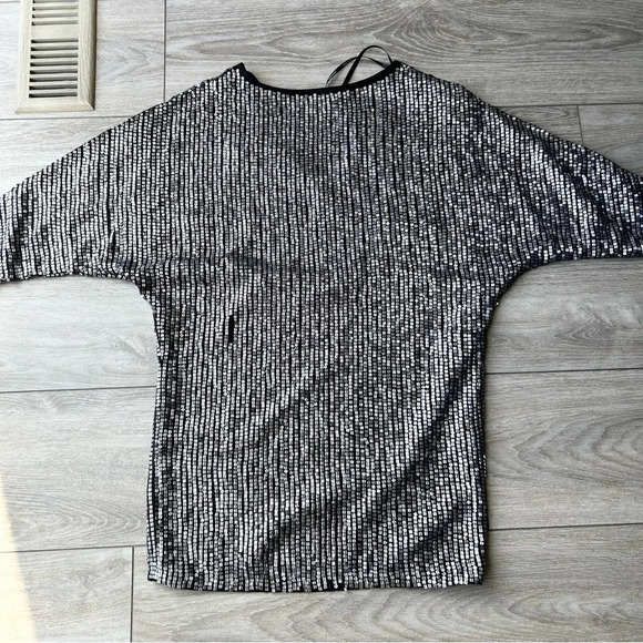 Marciano Sequins V Neck Dolman Sleeve  Oversized Tunics Mini Dress - Picture 10 of 15